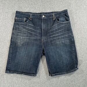 Levis 505 Mens Straight Fit Denim Shorts Dark Wash Blue Jeans Size 42 W40 9in